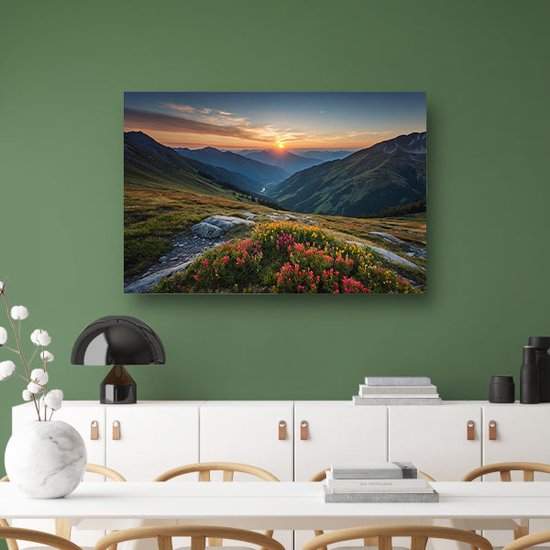 Tableaux de paysages de montagne - Décoration murale nature - Tableaux sur toile Fleurs - Tableau rural - Tableau sur toile salon - Décoration murale chambre toile 70x50 cm