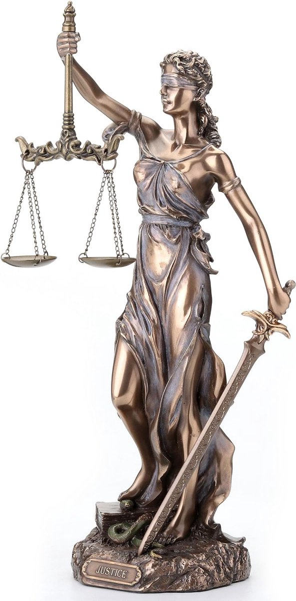 Veronese Design beeld/figuur - Vrouwe Justitia - (hxbxd) ca. 30cm x 14,5cm x 11cm