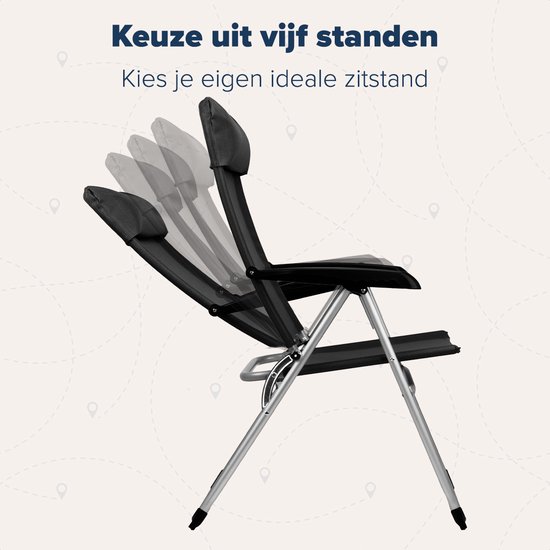 TRVLMORE Campingstoel - 5 standen - Inklapbare Kampeerstoel - 110 kg draagvermogen - Visserstoel - Klapstoel - Zwart van TRVLMORE — afbeelding 5