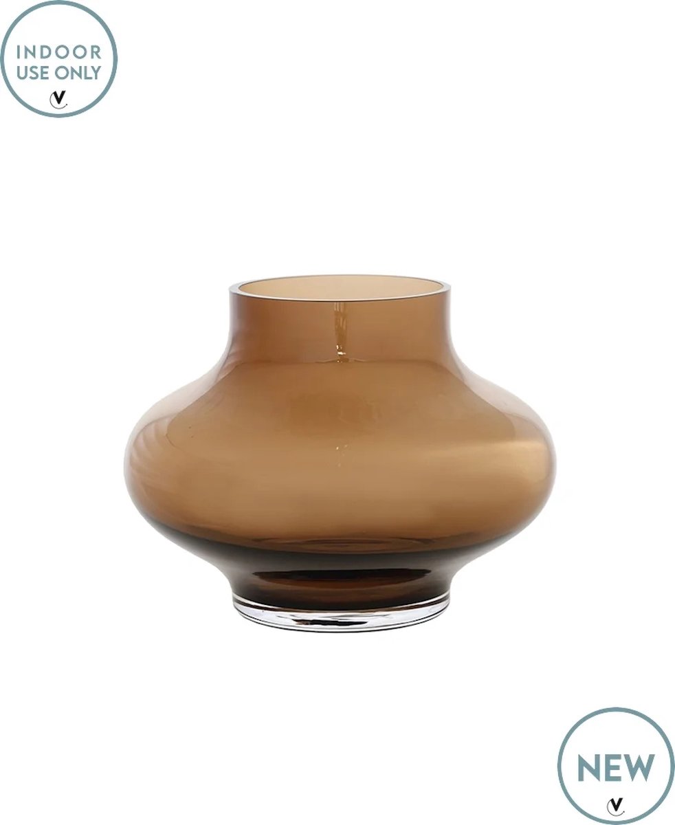 Vase The World Vaas Ruvuma | Small | Taupe - Bruin | Mondgeblazen glas | Nieuw | Ø20 x H15 cm