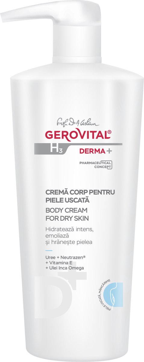 Lichaamscrème voor de droge huid - Hydrateert, verzacht en voedt de huid intensief - atopische huid - verschillende dermatitis - dermatologisch getest - dermatocosmetisch product -Gerovital Derma+ 500 ml