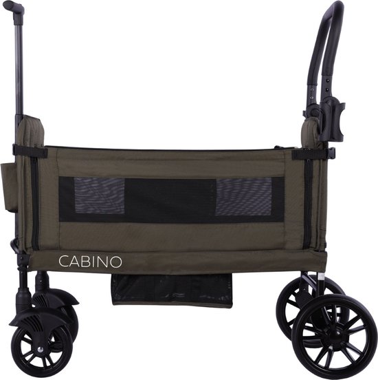 Cabino Waggie Bolderkar Opvouwbaar Met 2 Zitjes - Inclusief Duwstang, Trekbeugel & Drinkbeker - Max. 44 kg - Groen van Cabino — afbeelding 4