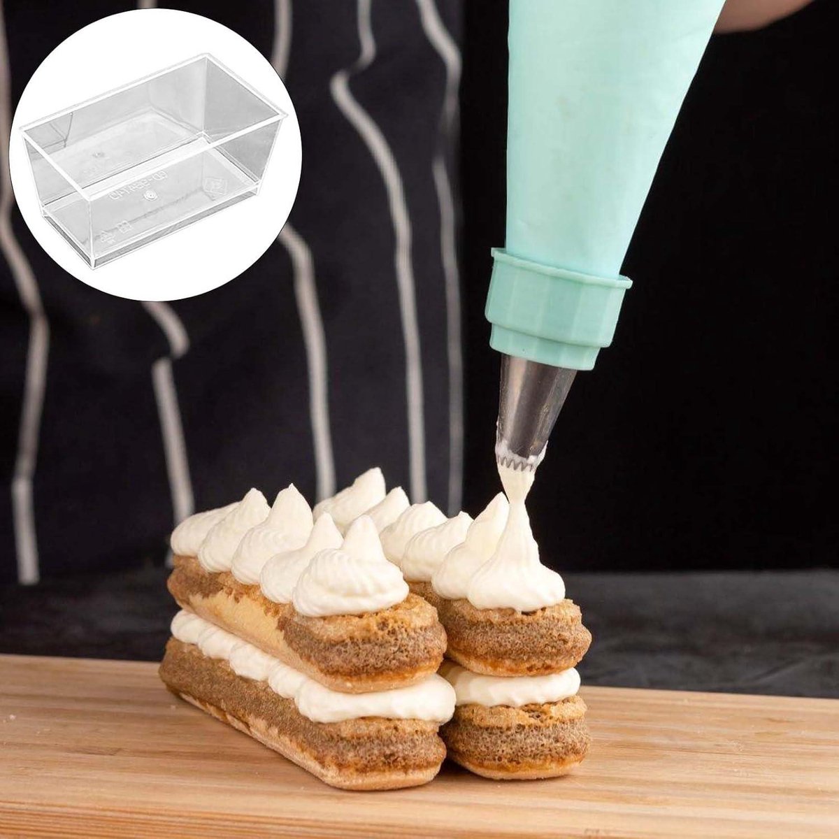 Atliberswo Fingerfood-glazen, dessertbekers, 150 ml, tiramisu-kommen, met 50 lepels, ideaal voor het bereiden van zelfgemaakte desserts zoals mousse, pudding, ijs, enz