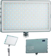 MOJOGEAR Lumi Bicolor LED-lamp XL - 18.5W - Stevig metaal - 10.000 mAh batterij - Wit/geel licht - Krachtige cameralamp / studiolamp / videolamp - Grijs