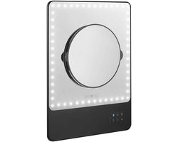 RIKI SKINNY Zwart verlichte spiegel LED bluetooth vlog/blog spiegel 54x LED/5 licht standen - oplaadbaar