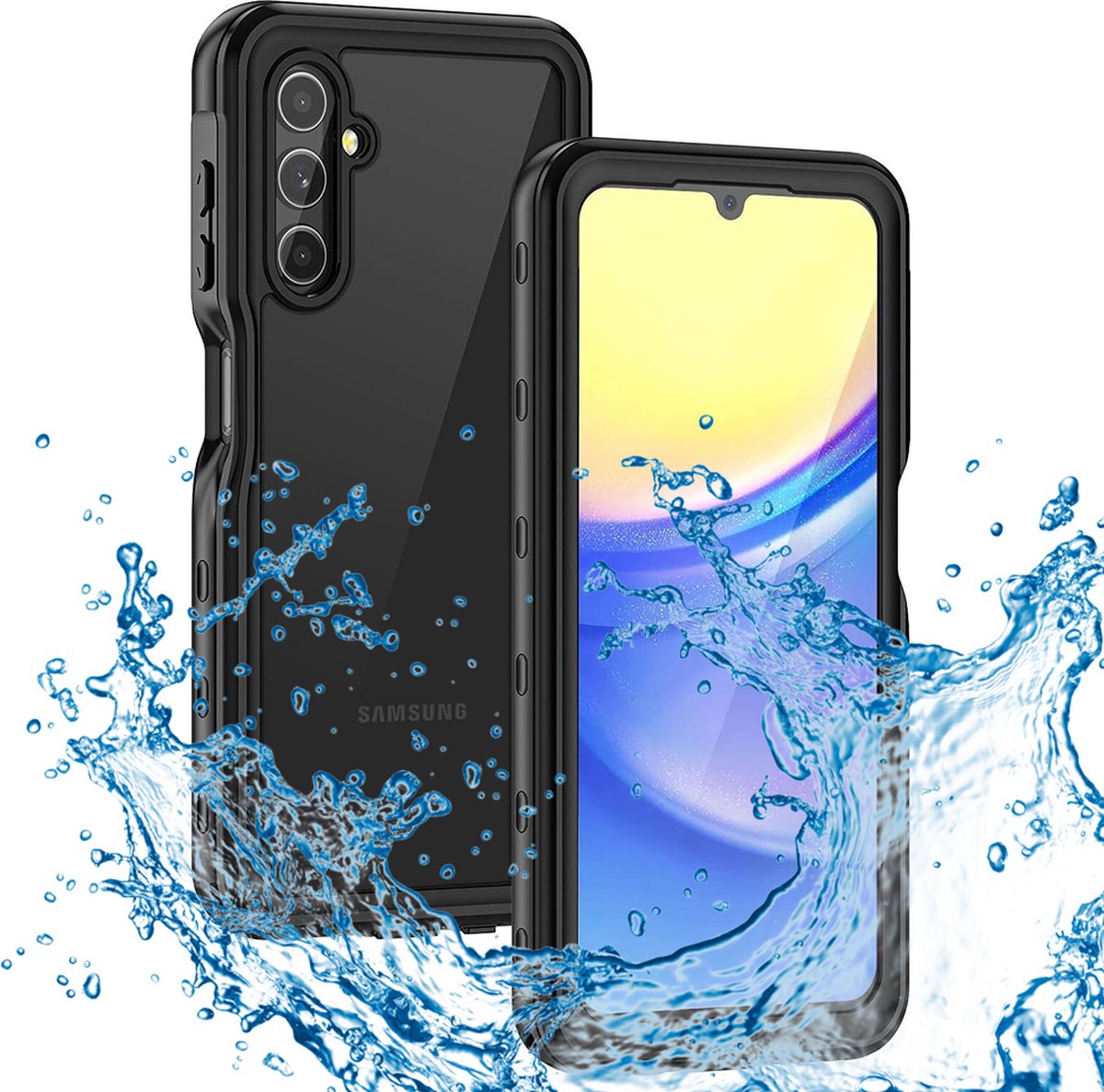 Hoesje geschikt voor Samsung Galaxy A15 4G/5G - Shellbox Waterproof IP68 waterbestendige 360 Case - Zwart