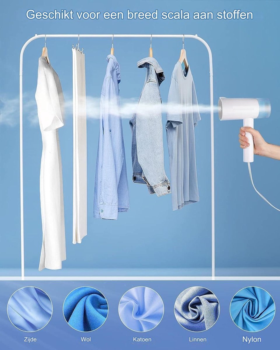 Stoomkoker voor kleding, 1000 W, krachtige, opvouwbare handstomer voor kleding en stoffen, 120 ml grote watertank, 20 seconden snel opwarmen, sterk binnendringen, draagbaar