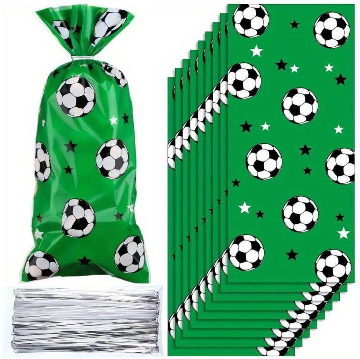 50 stuks traktatie - uitdeelzakjes voetbal 27.5 x 12.5 cm