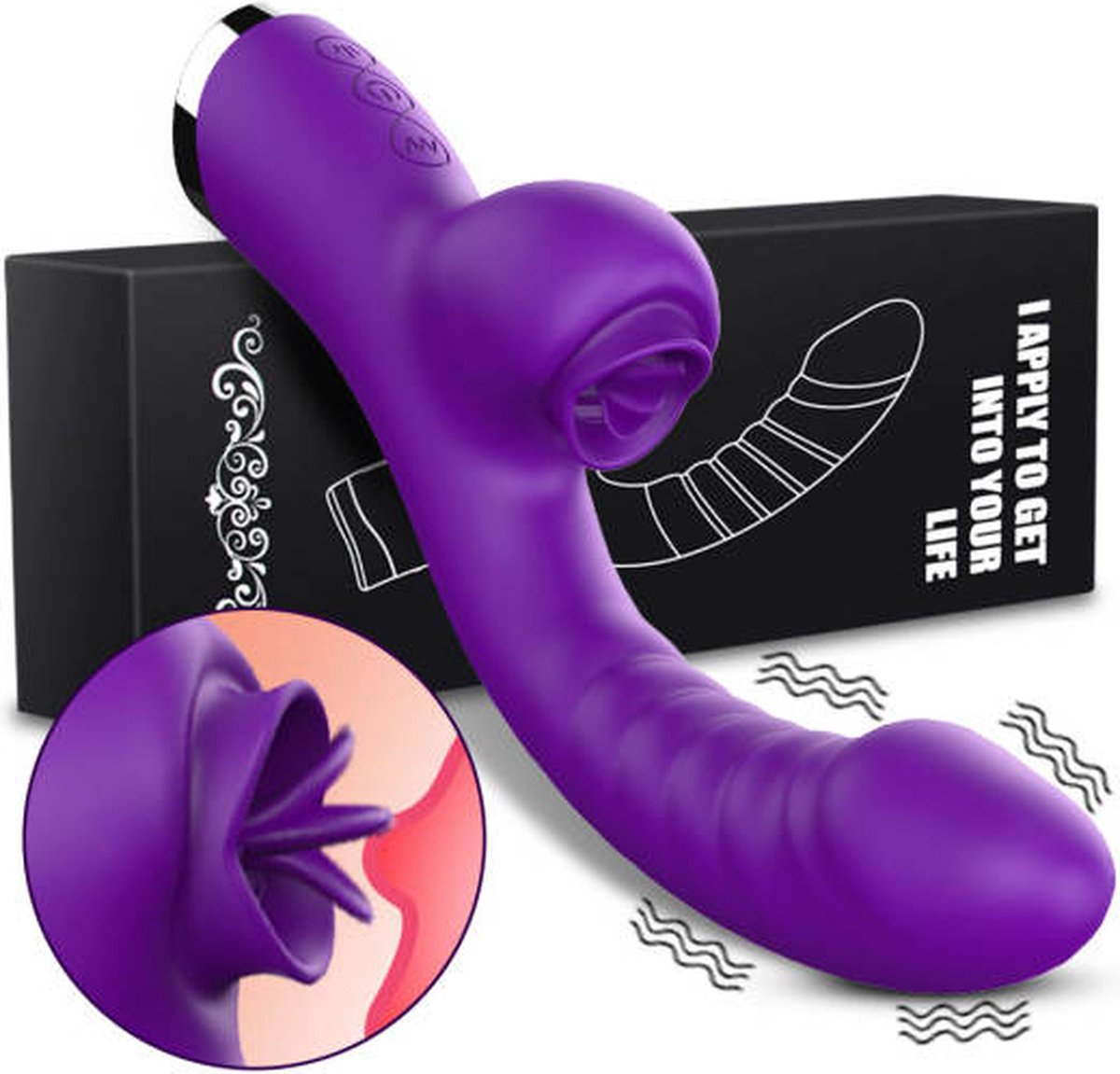 Bol.com paarse Dubbele Penetratie Vibrator - Luchtdruk Vibrator - Clitoris & G Spot stimulator - Krachtig - Vibrators - Vibrator... aanbieding