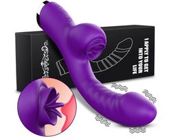 paarse Dubbele Penetratie Vibrator - Luchtdruk Vibrator - Clitoris & G Spot stimulator - Krachtig - Vibrators - Vibrators voor vrouwen - Sex toys voor koppels - Vibrator - Discreet Bezorgde -Licking Sucking - sex speeltjes