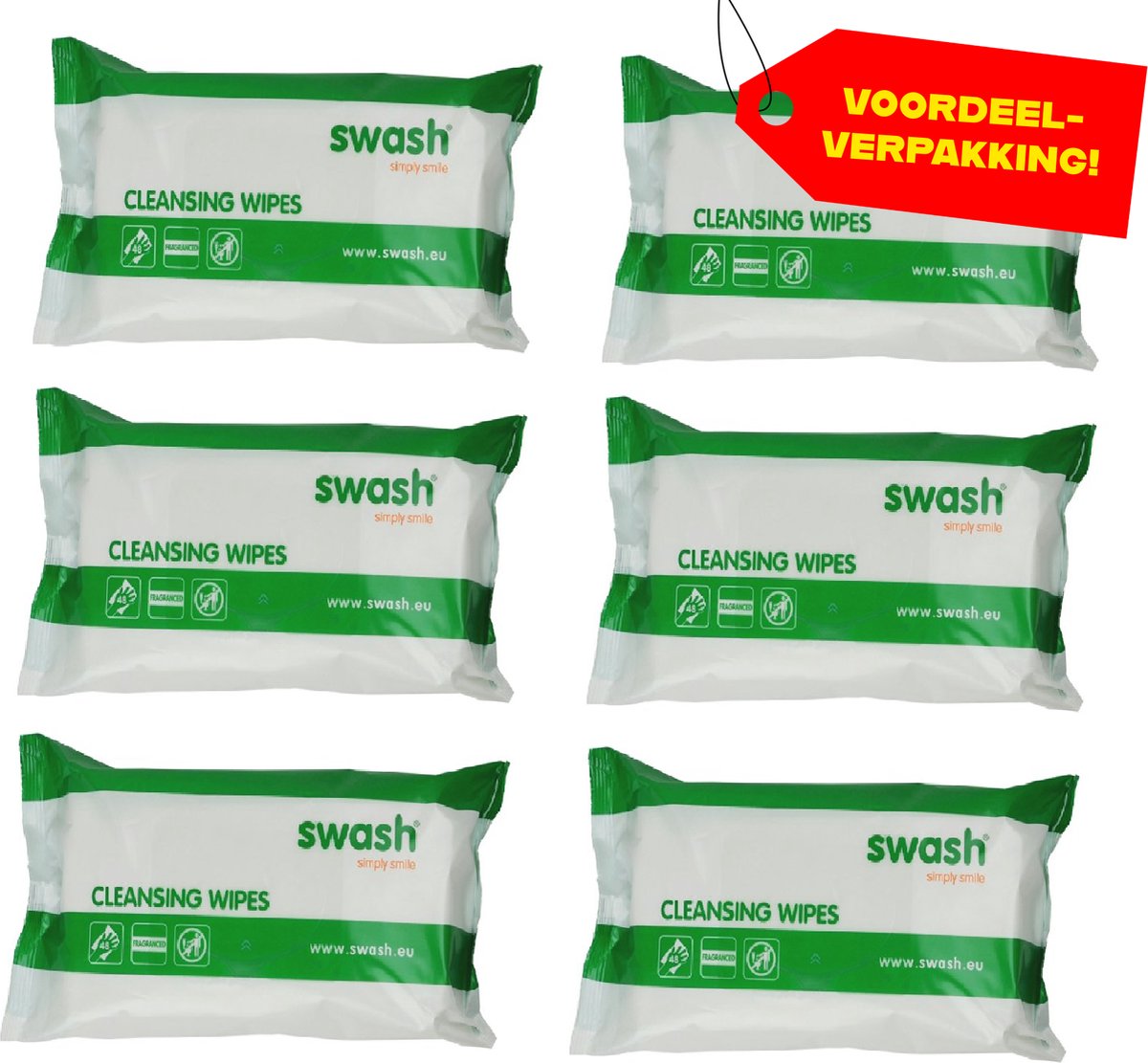Goedkoopste 6x Swash Cleansing Wipes Geparfumeerd - Voordeelverpakking!