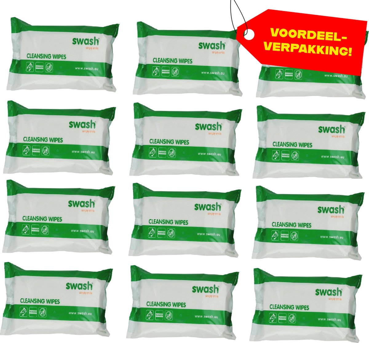 Goedkoopste 12x Swash Cleansing Wipes Geparfumeerd - Voordeelverpakking!