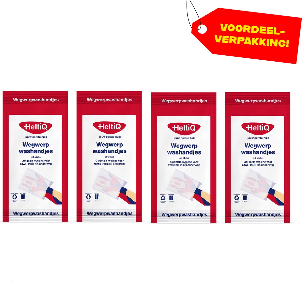 4x HeltiQ Wegwerp Washandjes - 50 stuks - Voordeelverpakking!