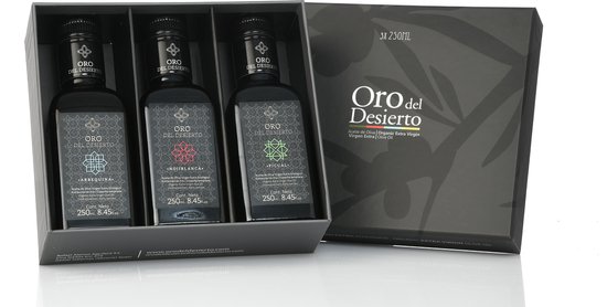Oro del Desierto - Extra vierge organische olijfolie - Geschenkdoos - 3 x 250 ml - geschenkset - EVOO