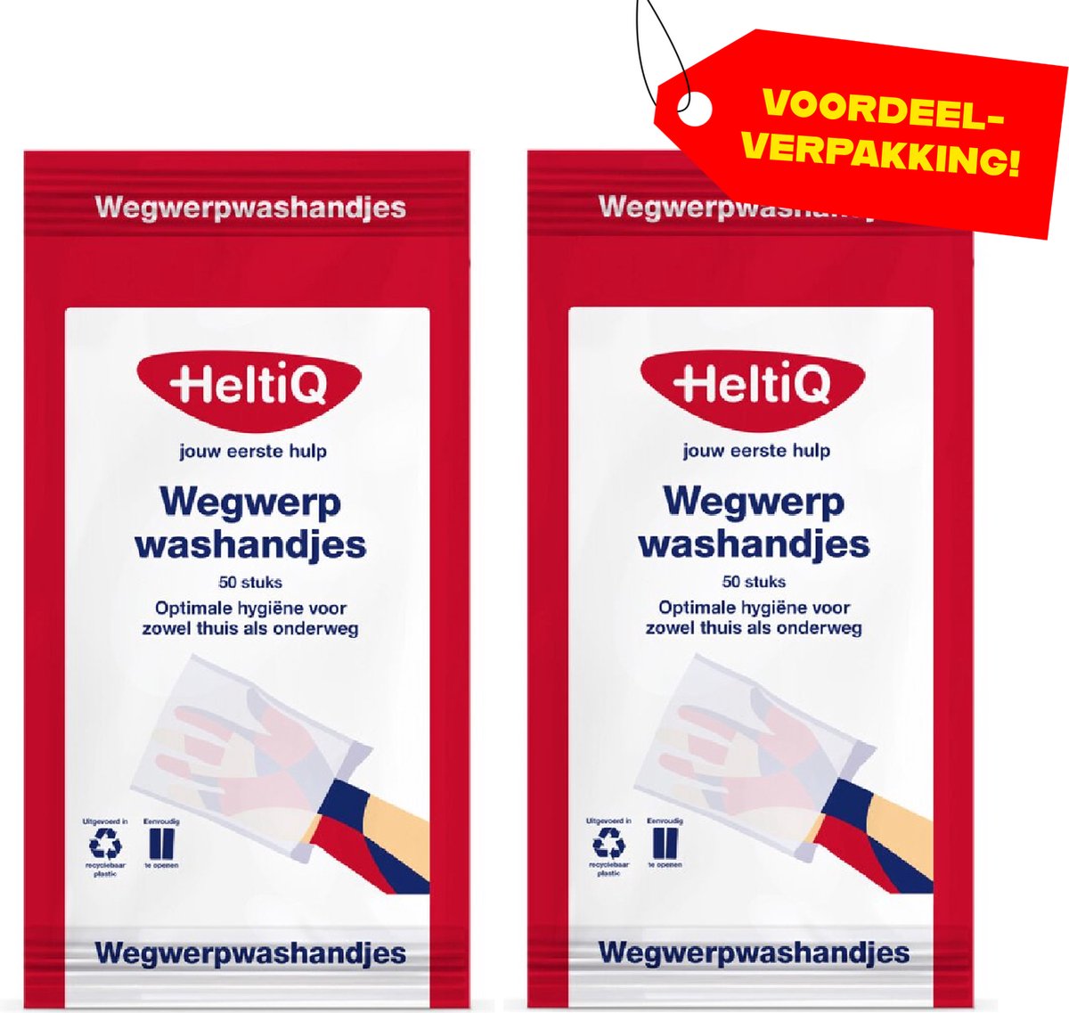 HeltiQ Wegwerp Washandjes - 2x50 stuks voordeelverpakking
