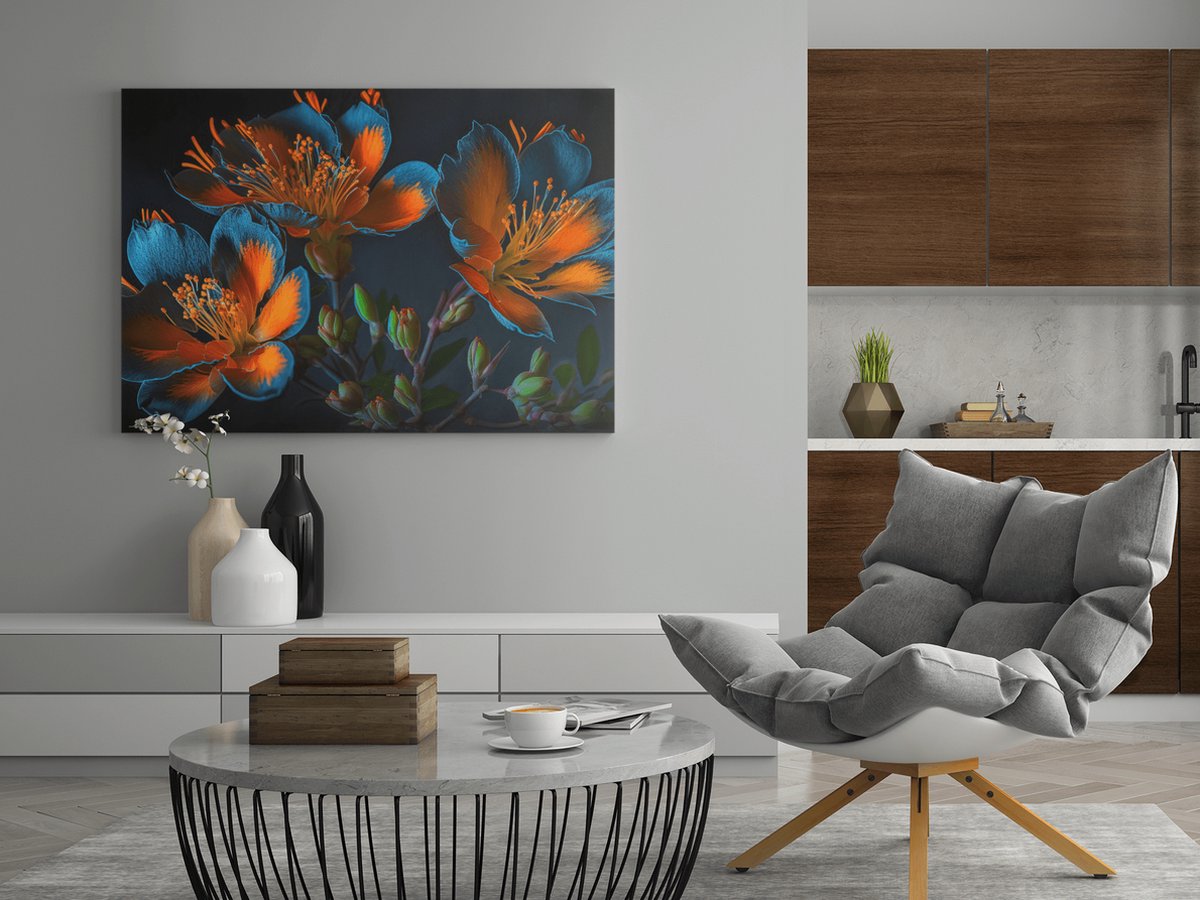 Trendex Global Canvas Schilderij - Bloesem - Kleurrijk - 90x60x2 cm Oranje