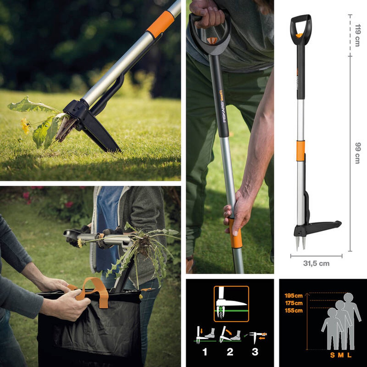 Fiskars Arrache-mauvaises herbes télescopique - Désherbeur