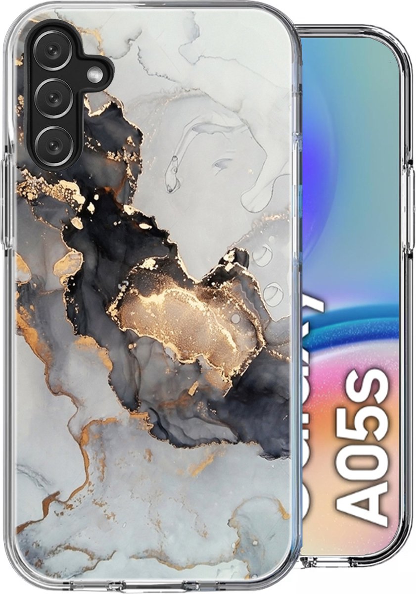 Hoesje geschikt voor Samsung Galaxy A05s - Back Cover Marmer Siliconen Case Wit