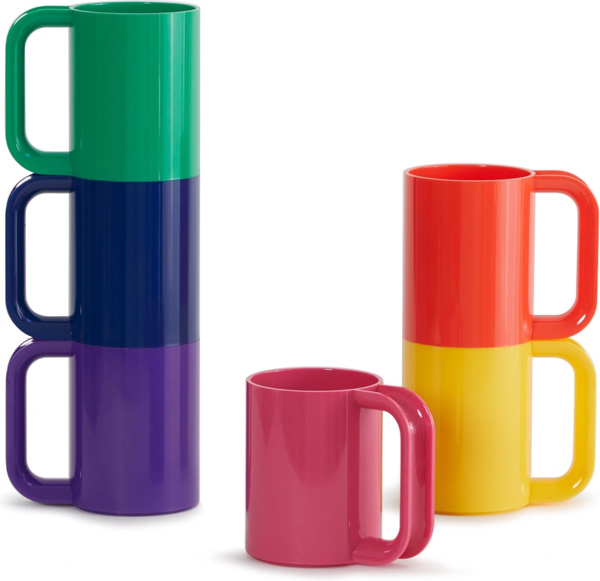 Heller Max kunststof mokken Rainbow - set van 6