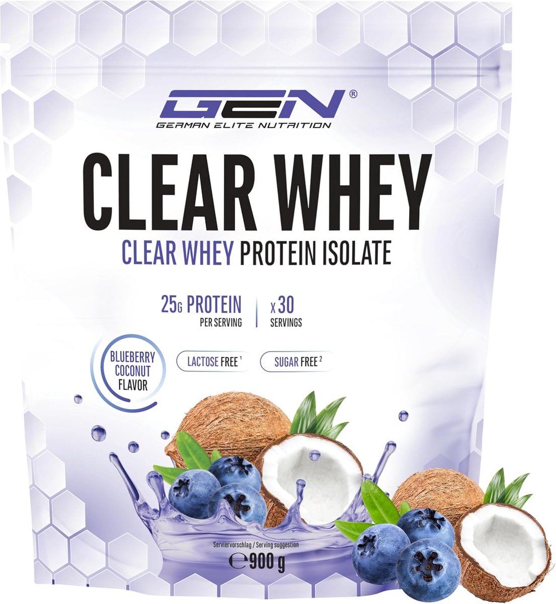 Goedkoopste Clear Whey Isolaat - Eiwitshake - Proteïne Ranja - Blueberry & kokosnoot smaak - 30 Servings - 900 g - 24g proteïne per serving - Verfrissend proteïne shake