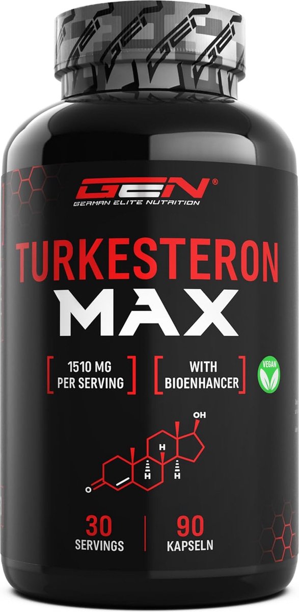 Goedkoopste Turkesterone Max - 90 capsules - 10 Extract - Extra hoge dosis met 1510 mg per dagelijkse portie - Met Bioenhancer - Zonder ongewenste toevoegingen - Veganistisch - GEN
