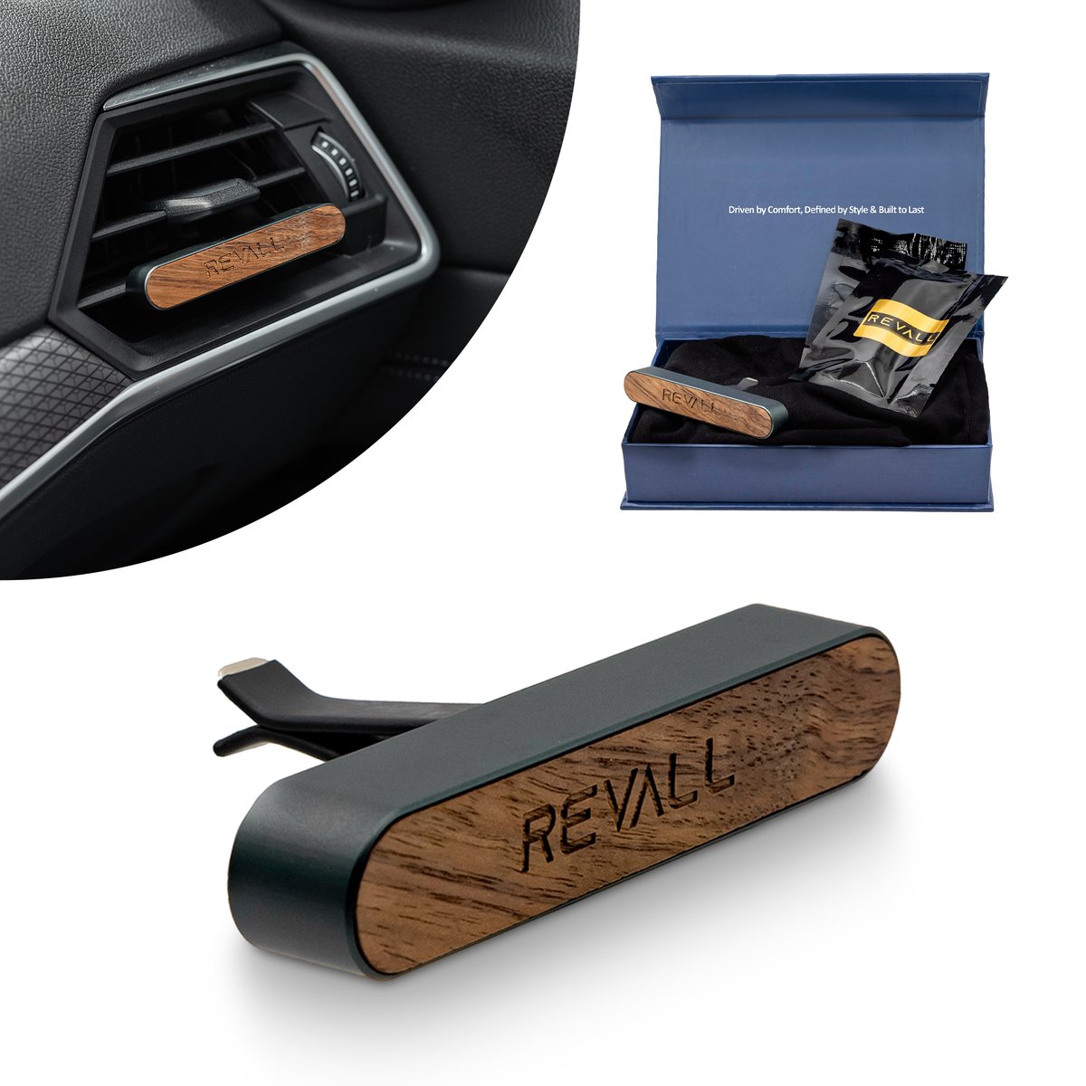 Goedkoopste REVALL Auto Parfum Houder met 2 Geuren – 100 Walnoothout - Auto Geurverfrisser – Luchtverfrisser – Autogeur - Autoaccessoires