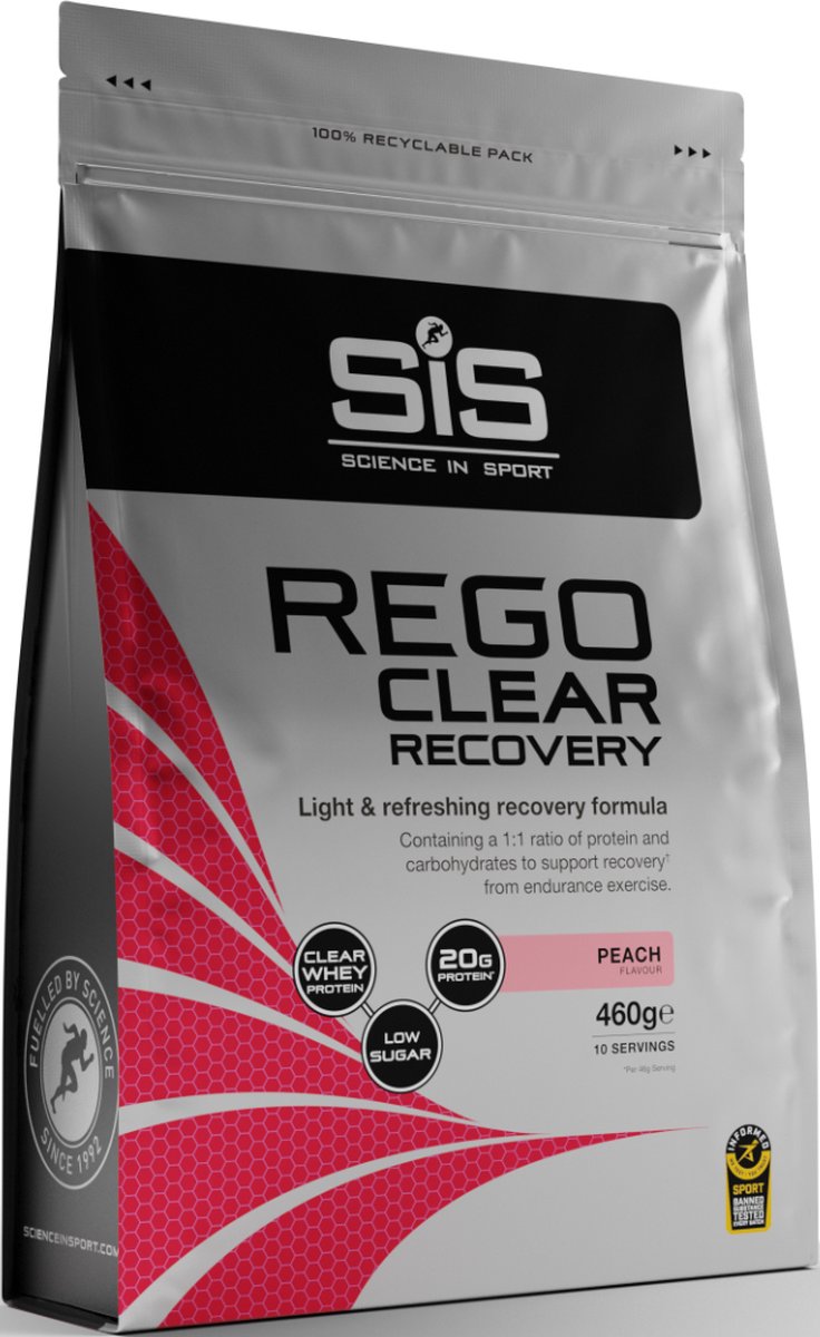 Goedkoopste SIS - REGO Clear Whey Isolaat Protein Recovery Drink - Proteine ranja - Peach Smaak - 460 gram - 20 gram eiwit per shake
