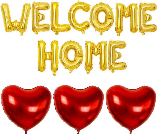 Welkom Thuis, Welcome Home Decoratie, Hartelijke Welkomstslinger Goudkleurig Verjaardagen Pensioenfeesten