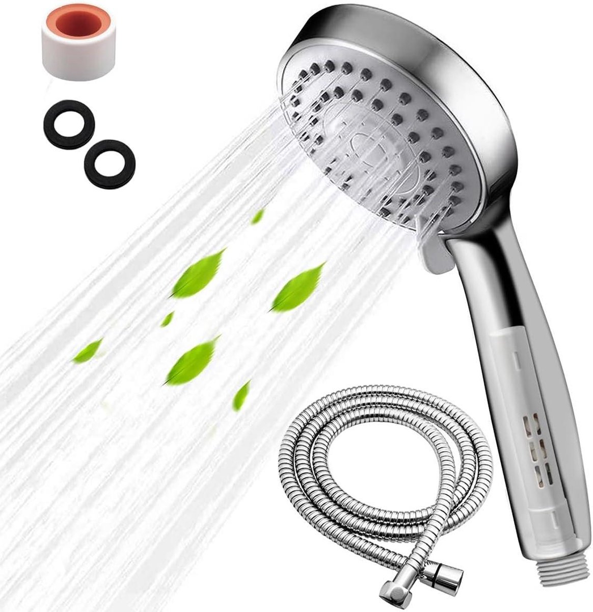 Waterbesparende-en-drukverhogende-douchekop-met-filter-en-15-m-slang-universele-regendouche-3-straalsoorten-spaardouchekop-chroom