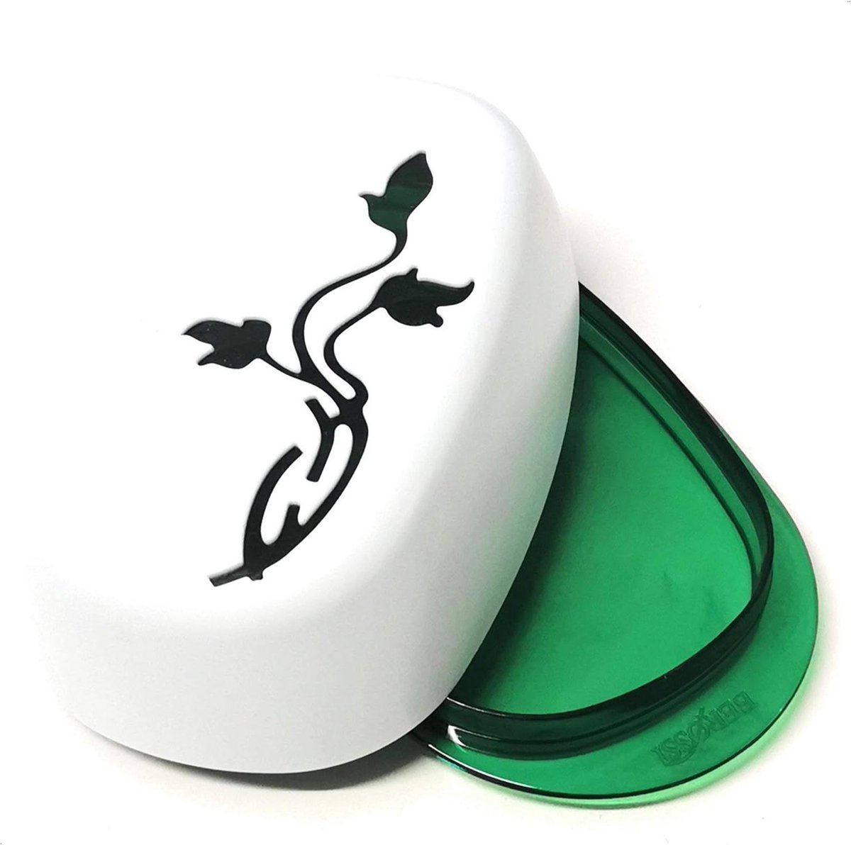 Kunststof botervloot met bloemenmotief - BPA-vrij - lichtgroen - draaibare serveerplaat - opslag in koelkast
