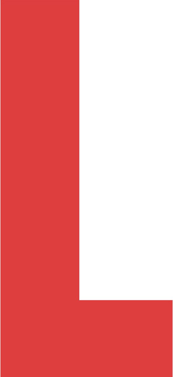 Letter L 10x5CM ROOD naam, woord, magazijn, stellingen, showroom, bedrijf, route, openbare gebouwen
