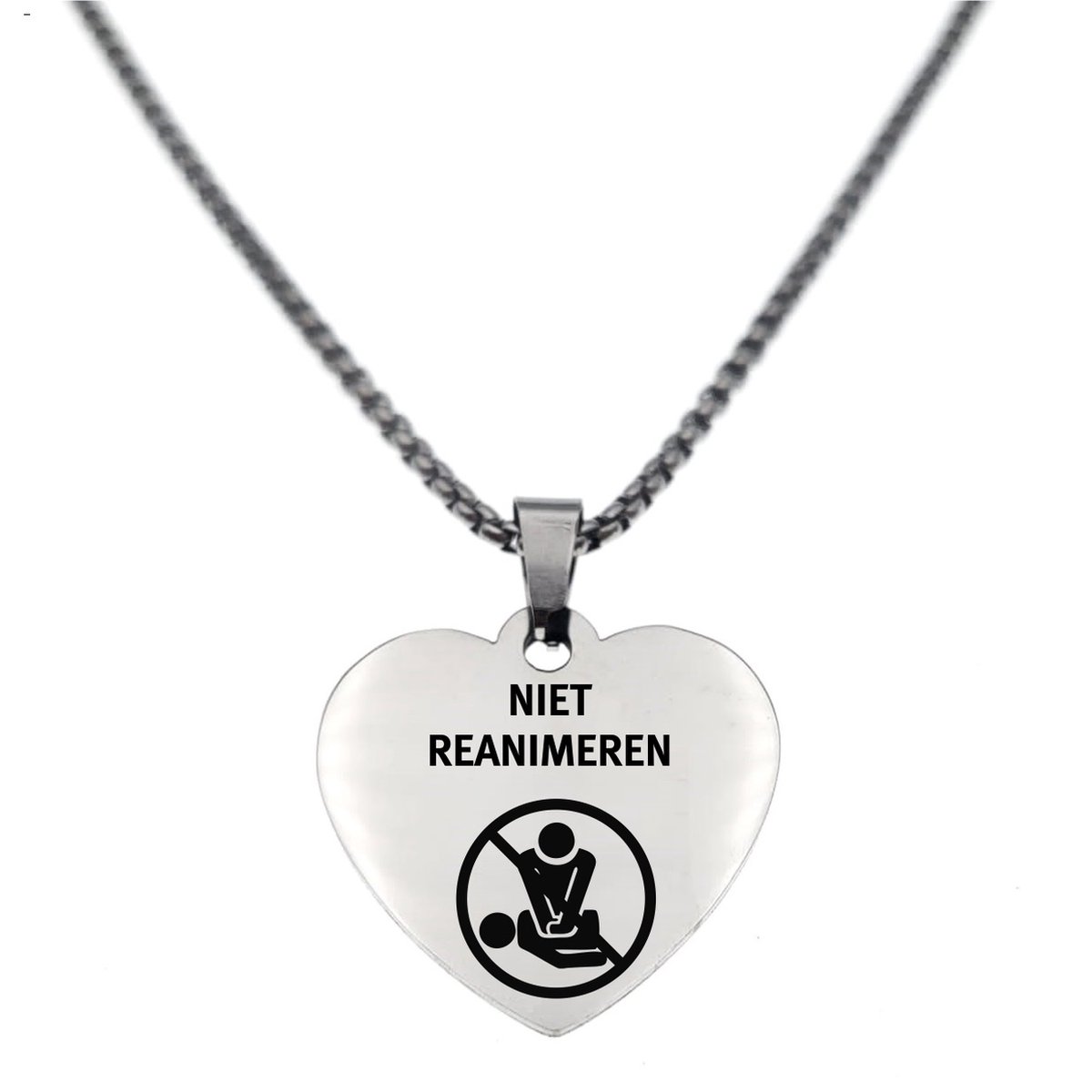 Ketting | Hart | RVS | Zilver | Niet Reanimeren