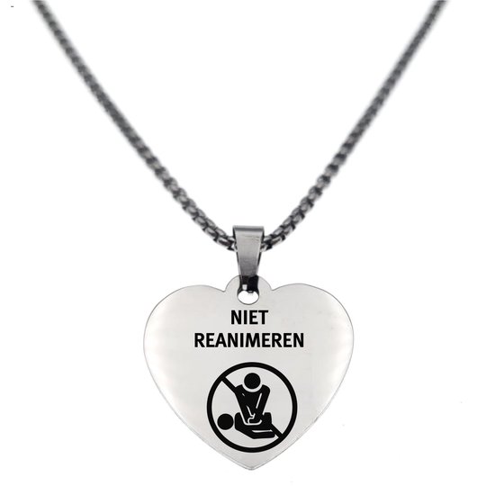 Foto: Ketting hart rvs zilver niet reanimeren