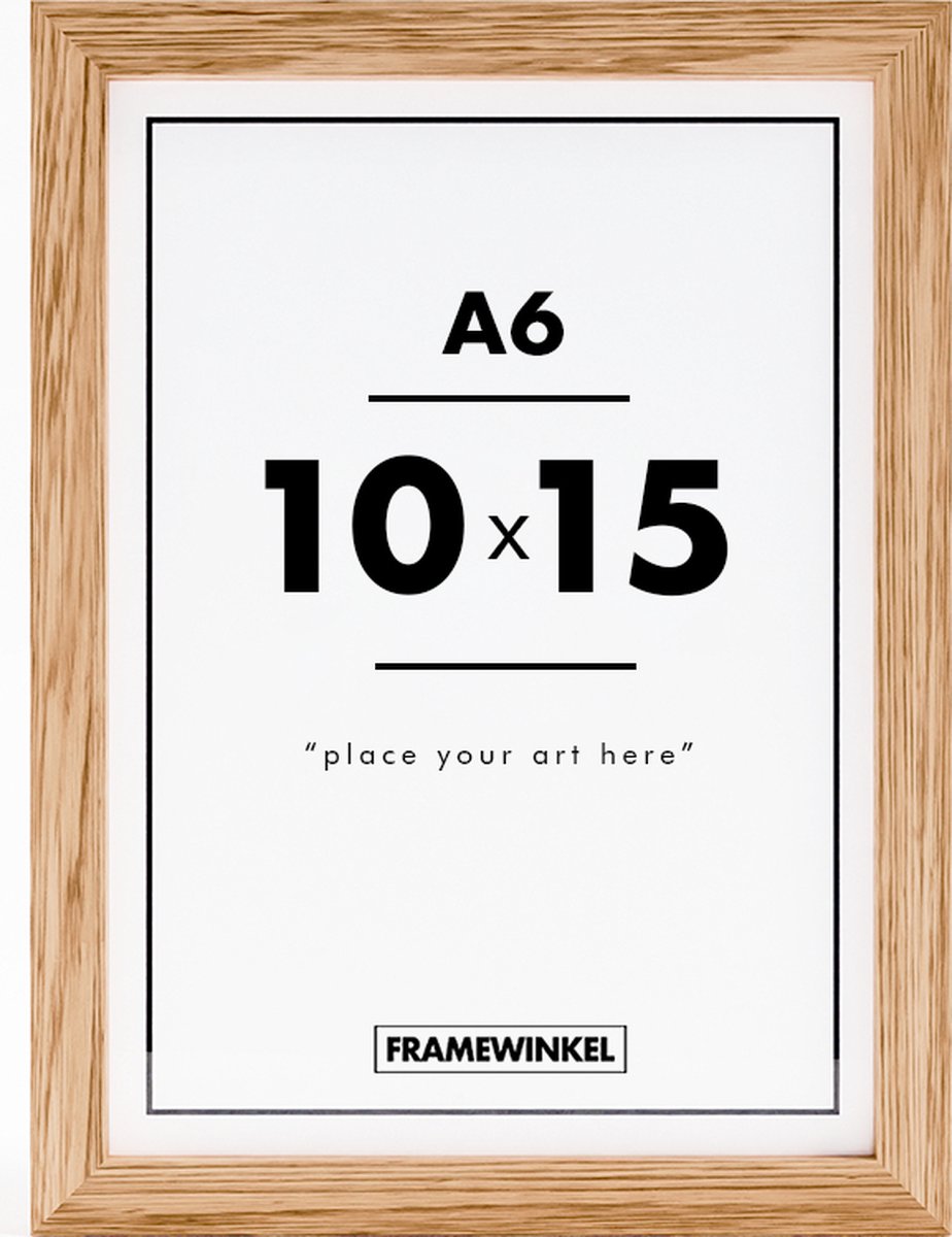 Fotolijst - Framewinkel - Premium Hout - Fotomaat 10x15 cm (A6) - Posterlijst - Fotolijstje - Eik