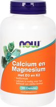 NOW Calcium en Magnesium met D3 en K2 - 180 capsules