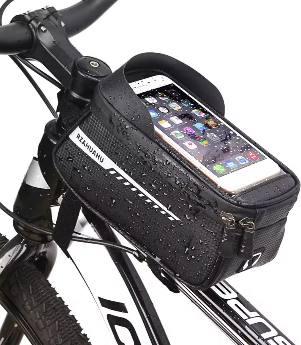 Fatbike Telefoonhoes - waterdicht - universeel - zwart - Waterdichte Telefoon Tas voor E-bike, Fatbike, Racefiets, Bakfiets en Meer - Veilig en Slim Opbergen, Geschikt voor Navigatie! 23x13x10 – foto 2