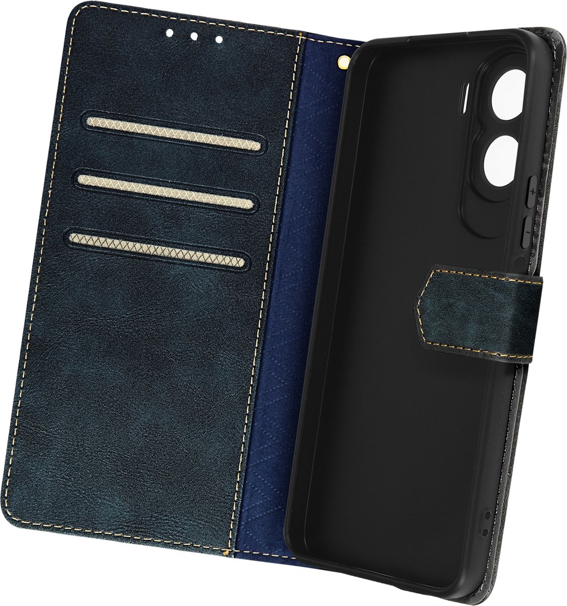Avizar Foliohoes Geschikt voor Honor 90 Lite Portemonnee, RFID-werend, Nachtblauw