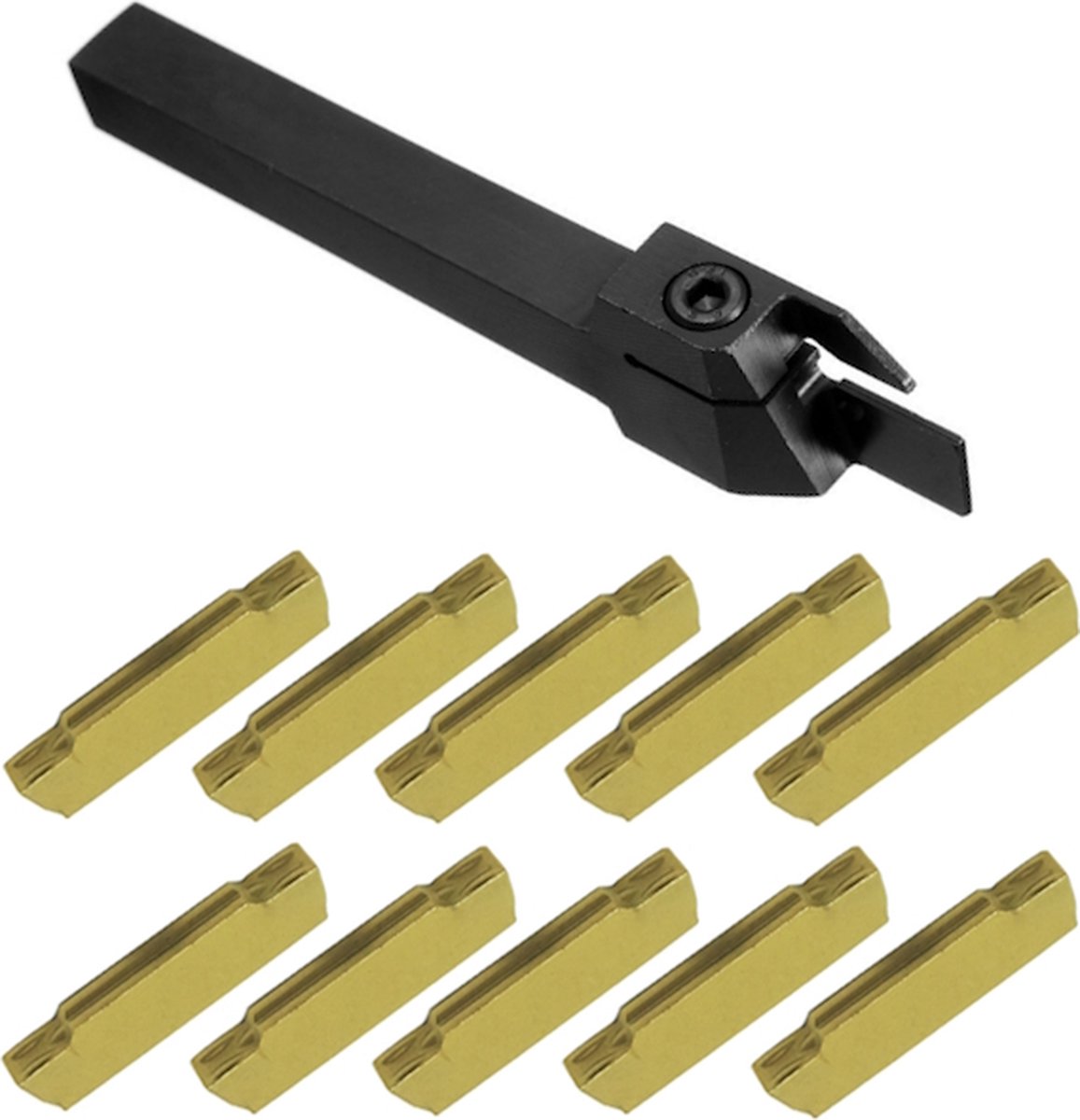 2mm steekbeitel 12x12mm met 10 stuks wisselplaten - MGMN 200 - Verspaanshop.nl