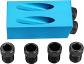 Gabarit de perçage - Gabarit d'alésage de poche - Gabarit de perçage - Assemblage aveugle de bois, de métal, de Tourillons - Gabarit de perçage d'angle en aluminium à 15 degrés pour le travail du bois