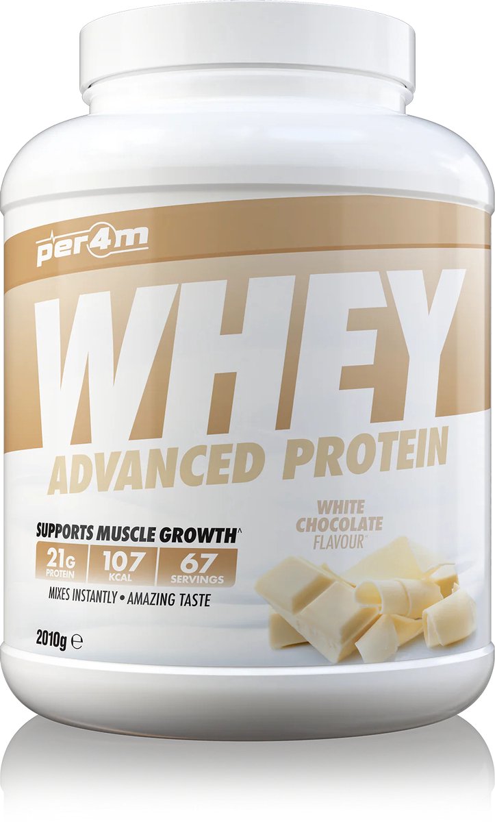 Goedkoopste Per4m - Advanced Whey Protein - White Chocolate - Proteine poeder - Eiwit shake - Eiwitpoeder - 2.01kg - Whey Protein - Eiwitshakes - Whey Proteine - Protein - Proteine - Proteine Shake - Shake - Fitness - Krachttraining - Gym