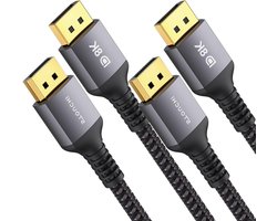 2-pack DisplayPort-kabel 1.4 240Hz Stouchi 3M-10FT DP1.4 Ondersteuning 8K@60Hz 4K@60Hz-144Hz-120Hz 5K@60Hz-120Hz 2K@165Hz-240Hz FreeSync G-Sync 324 Gbps HDR10 Monitor Display Port-kabel.