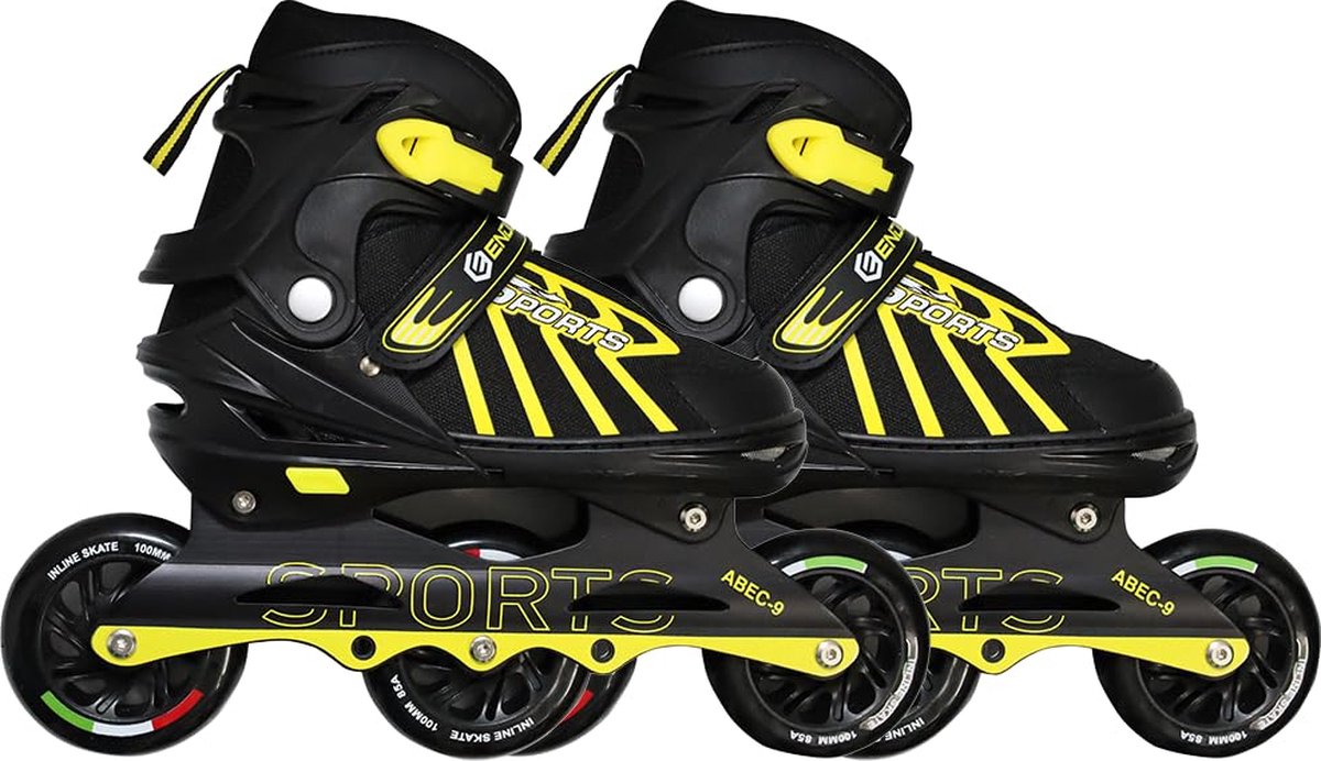 Endless EL1031 Verstelbare Inline Skates Kinderen 3–6 Jaar – –33 EU – 3-Wheel 100mm PU Skeelers met ABEC 9 Laggers – Aluminium Chassis – Comfortabele & Stabiele Kinder Skates voor Indoor & Outdoor Geel