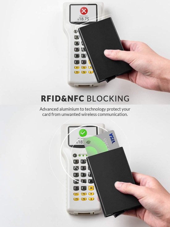 thumbnail: JEYORZY Magnetische Telefoonkaarthouder - Vegan Leer Met RFID-Bescherming & Verstelbare Standaard - Zwart