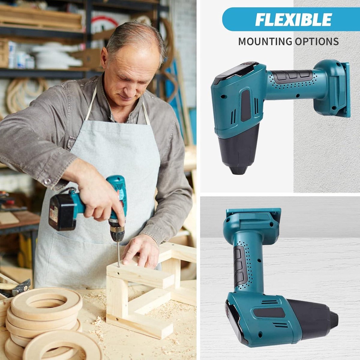 LIROPAU 6 Packs Gereedschapshouder Mount voor Makita 18V 14.4V Boor Gereedschap Houder, Elektrische Gereedschapshouder Wandmontage Opslag Beugel Bevestigingsapparaten, Hanger voor Boor Gereedschap met