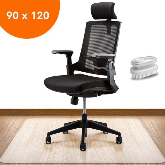 Foto: Flooq bureaustoelmat pvc 90 x 120cm vloermat bureaustoel inclusief schoonmaakborstel vloerbeschermer beschermt transparant