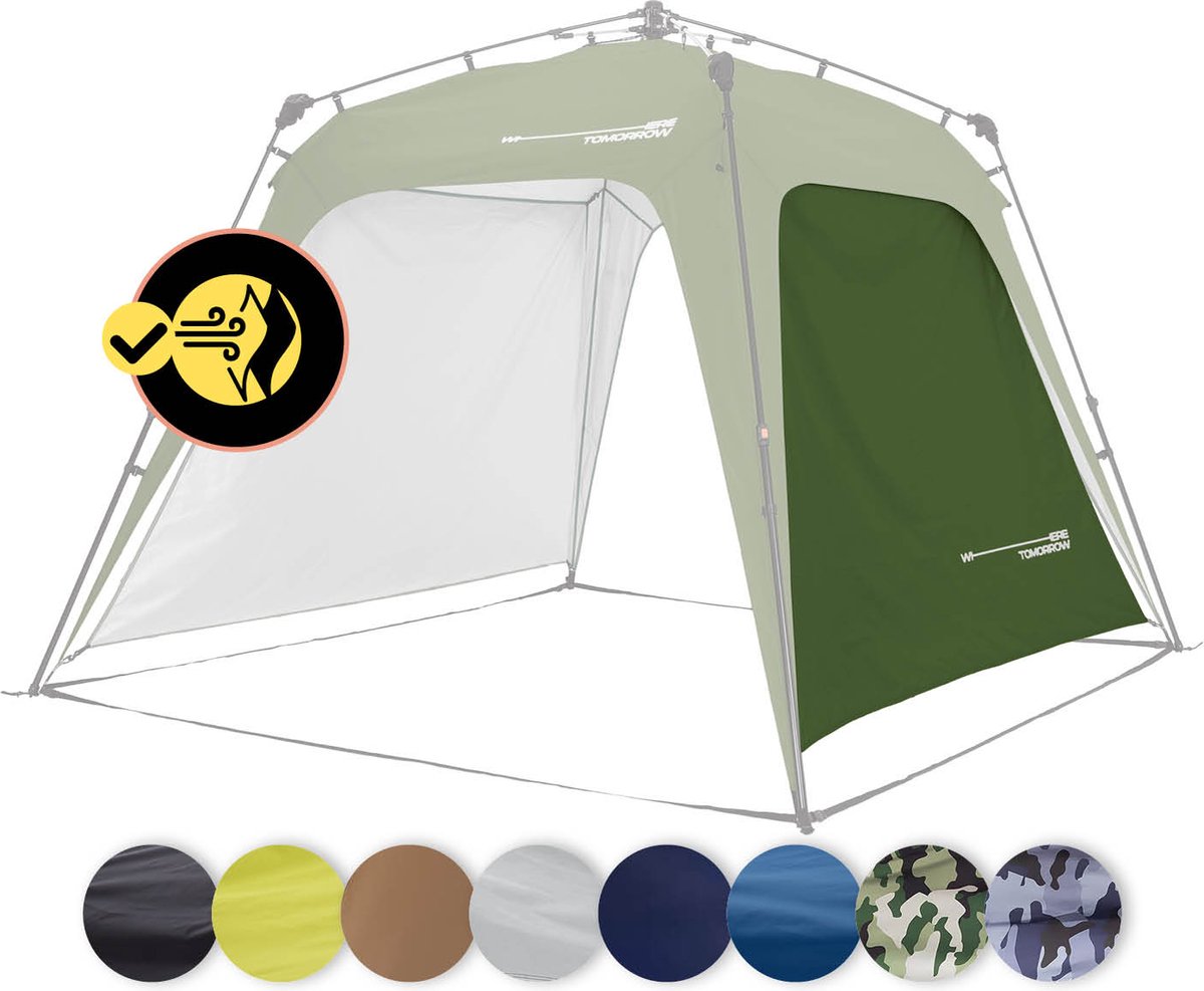 Lumaland Outdoor zijwand voor pop-up paviljoen, zijwand voor tuintent en camping en partytent, 225 x 155 x 132,5 cm, geschikt voor Lumaland paviljoens [donkergroen] - Paviljoen niet inbegrepen