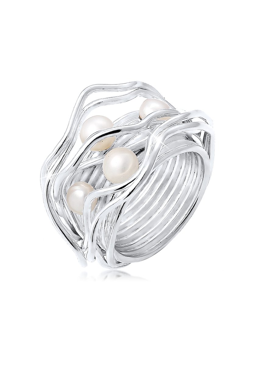 Nenalina - Ring - Verknotet Gewoben Süßwasserperlen 925 Silber - Dames