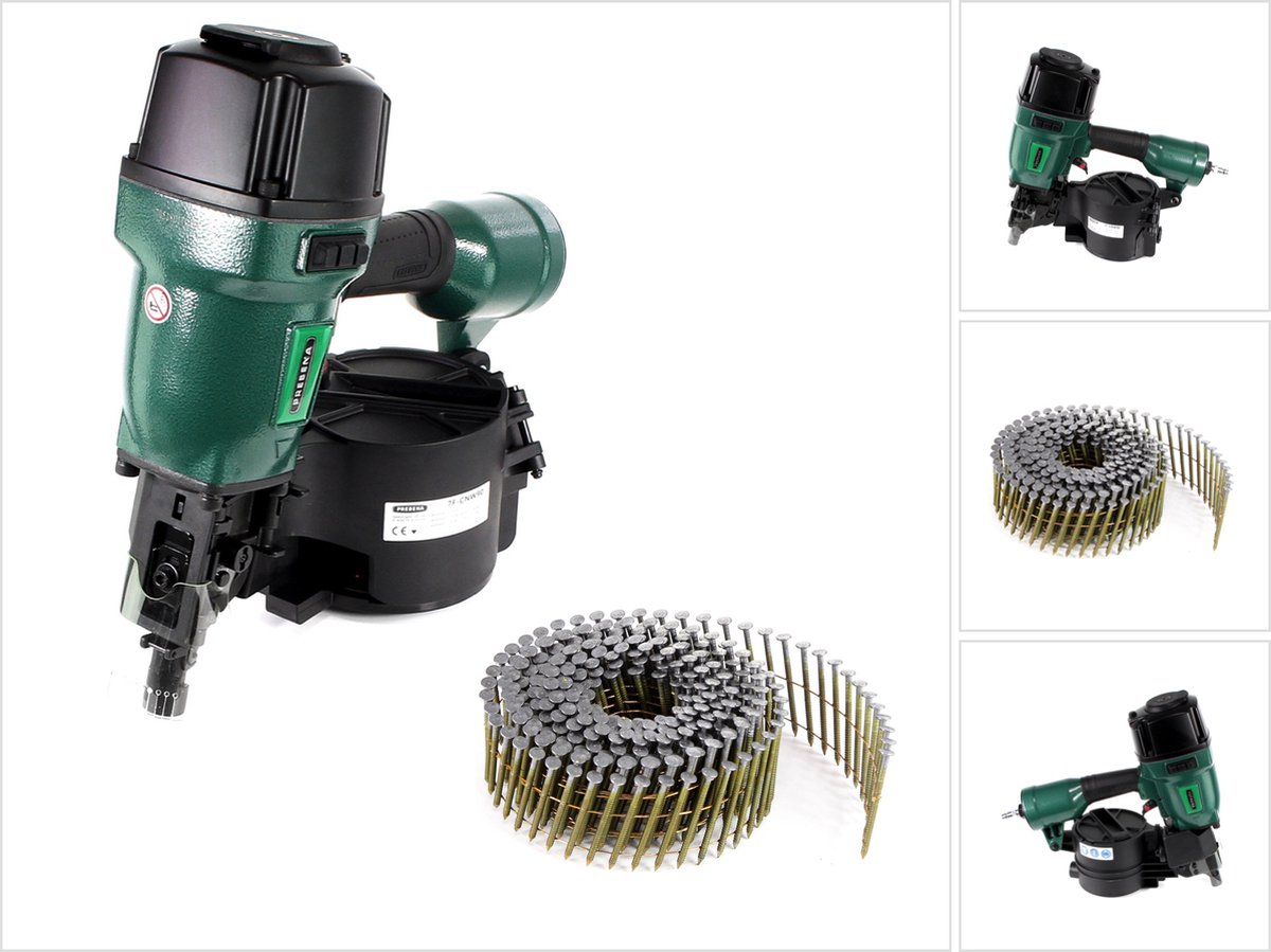 Prebena 7F-CNW90-S01 pneumatische spijkermachine voor spijkers op rol type CNW 45 - 90 mm + spijkers op rol 10.800 stuks