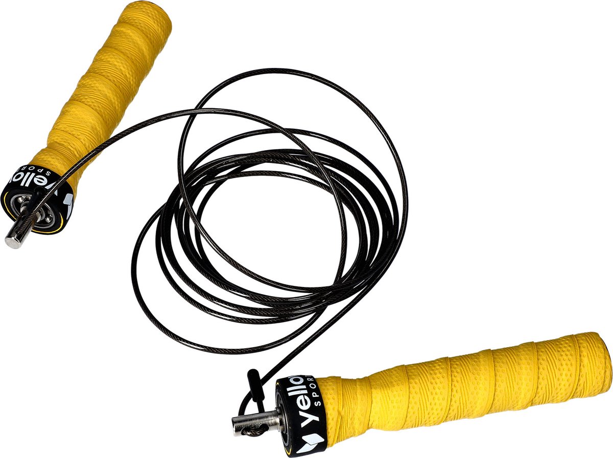 Springtouw yellowSKIPPING - Professioneel Sport Springtouw - Effectieve training van het hele lichaam - Jump Rope - voor Volwassenen en Kinderen - Geel / Zwart