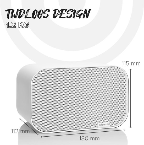 Artsound UNI30, Set van 2 passieve luidsprekers, 2-weg hifi luidspreker, 20-60 watt, muurbeugel met kogelgewricht, geschikt voor ruimtes tot 40 m² zoals keuken, café, magazijn, kleur: wit van ArtSound — afbeelding 5